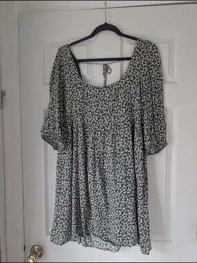 Green Floral Babydoll Dress